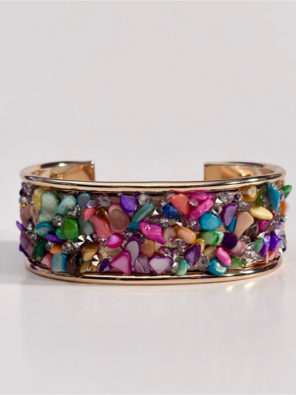 Hand Crafted Multicolor Gold Cuff Bracelet